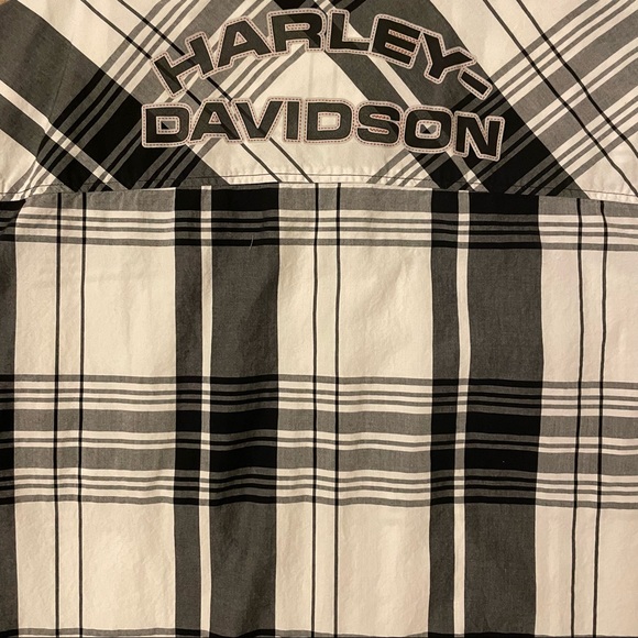Harley-Davidson Men's Plaid Shirt USAF Desert Storm Veteran Size XL Black White - Picture 5 of 5